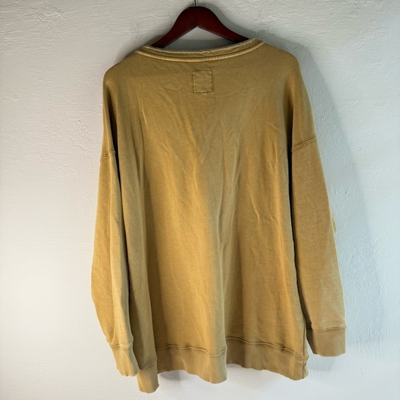 Aerie NWT Lace Up Oversized Long Sleeve Vintage Yellow Crew Sweatshirt Large - Picture 6 of 7